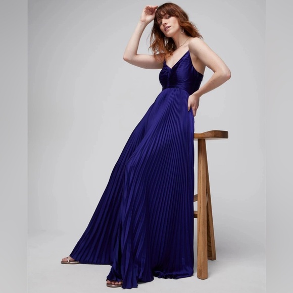 Brand new WHBM satin pleated maxi dress - Picture 1 of 6